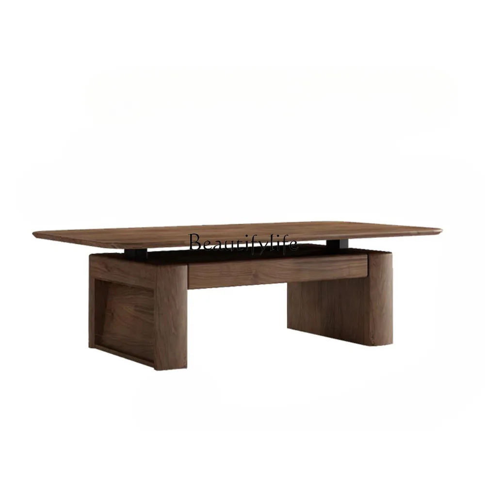 

North America Black Walnut Electric Lifting Coffee Table Dual-Purpose Multifunctional Office Computer Desk