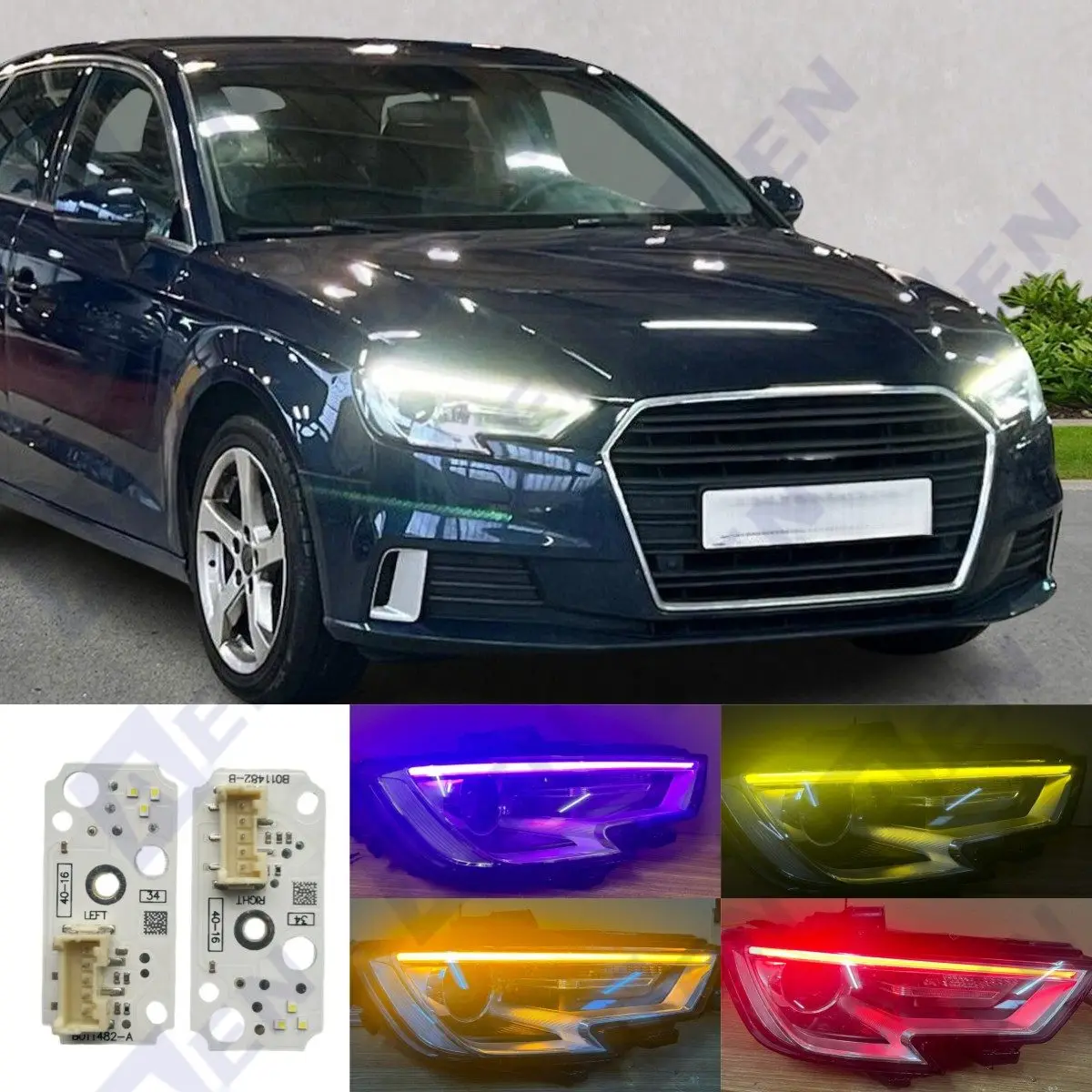 

Non-RGB Daytime Running Light DRL LED Board 90070222 For 2017-2020 AUDI A3 S3 RS3 Xenon Headlight 90070223 White Blue Red