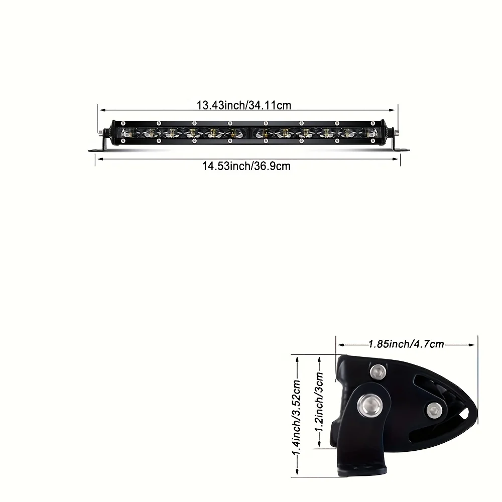 LED Light Strip 2PCS 14 Inches, 6D Single-Row Slim Design, Men's Truck Accessories, 3000+ Lumens, 12V-24V Hard-Wired, Suitable for Trucks, Off-Road Vehicles, SUVs, ATVs, UTVs, and Tractors