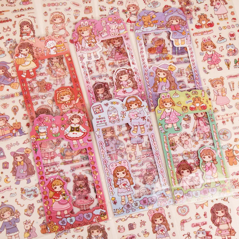 4pcs/pack diy Transparent sticker pattern Decorative Stationery Stickers Colorful Dream Scrapbooking DIY Diary Album Planner