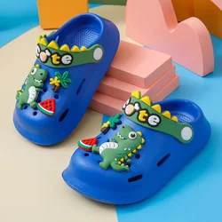 Summer Childrens Slippers Hole Kids Sandals Soft Anti-Skid Cartoon Dinosaur DIY Design Indoor Anti-Slip Boys Girls Beach Shoes
