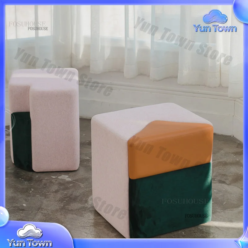 Low Ottoman Footstool for Small Apartment Home Furniture Living Room Hallway Porch Dormitory Solid Wood Shoe Stool Sofa