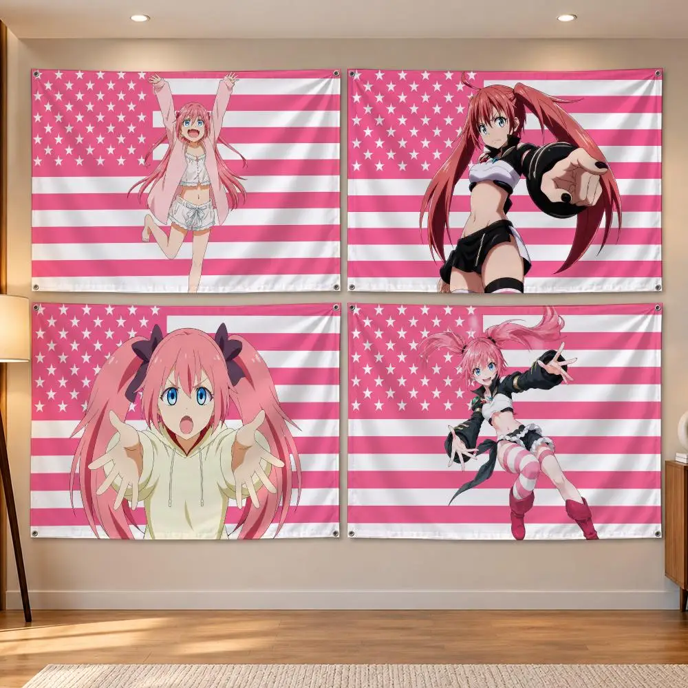 Anime Tensura Fantasy Demon Adventure M-Milim Nava Flags Banner Decor for Bedroom,Garden,Party,Club,Indoor Outdoor, Fan Gift