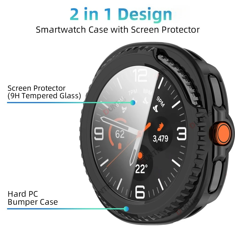 삼성 갤럭시 워치 8 40 44mm 하드 범퍼 강화 유리 보호 장치용 유리+케이스