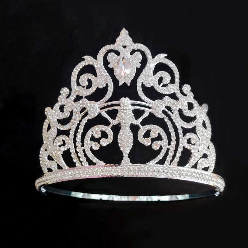 NiuShuya T stage Beauty Pageant Award Hair Crown Beauty Queen Dress Tiara Adjustable Competition Headpiece Accessories