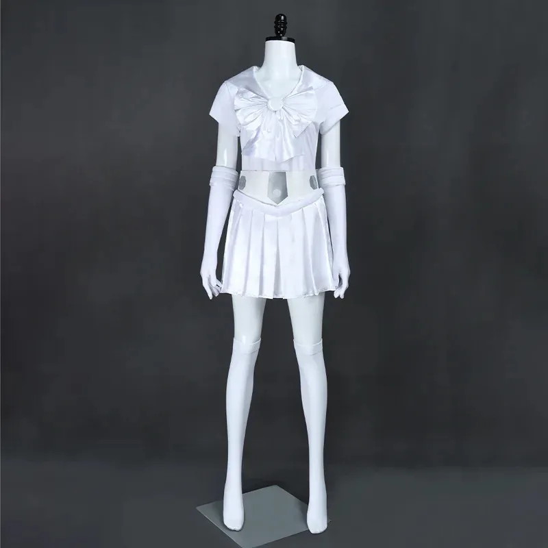 

Cosplay Costume White Ball Gown Leia Short Dress With Belt Full Set Halloween Carnival Princess Suit hh:5