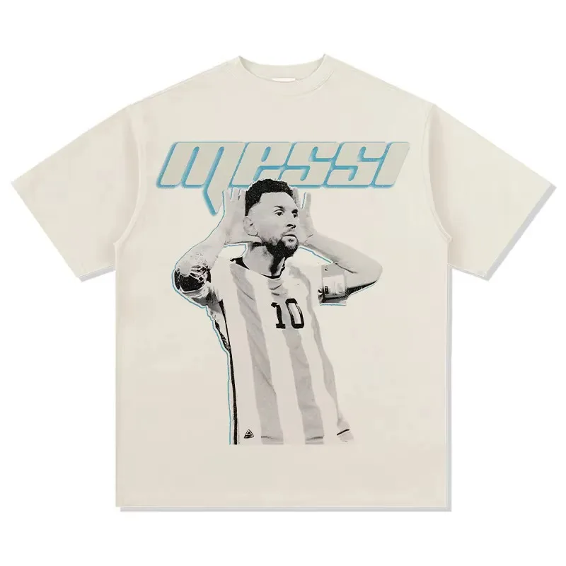Messi cotton men's Tshirt football Argentina jersey 2022 champion Commemorative shirt Summer Unisex oversized Short Sleeve top