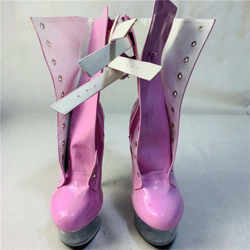 Hot Sale sexy 15cm high heel shoes,womens ankle boots,platform pumps shoes,fashion buckle PU leather dance shoes