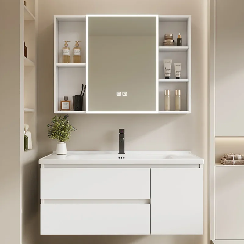 

Drawer Vanity Bathroom Cabinet Combination Bathroom Aluminum Alloy Washbasin Ceramic Integrated Wash Basin Toilet Furniture