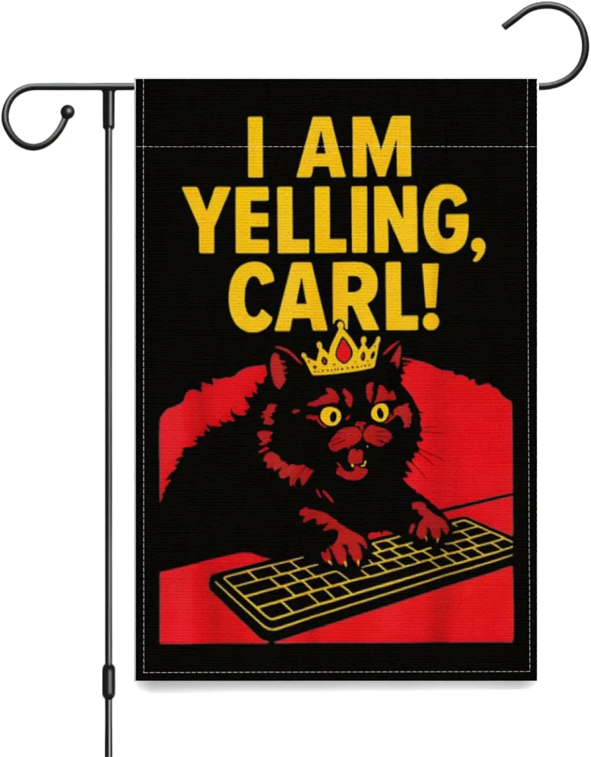 I Am Yelling Carl Funny Cat Keyboard Retro Vintage Cute Yard Flags,12x18 Inch Garden Flag Double Sided Banner Tapestry Farmh yyi
