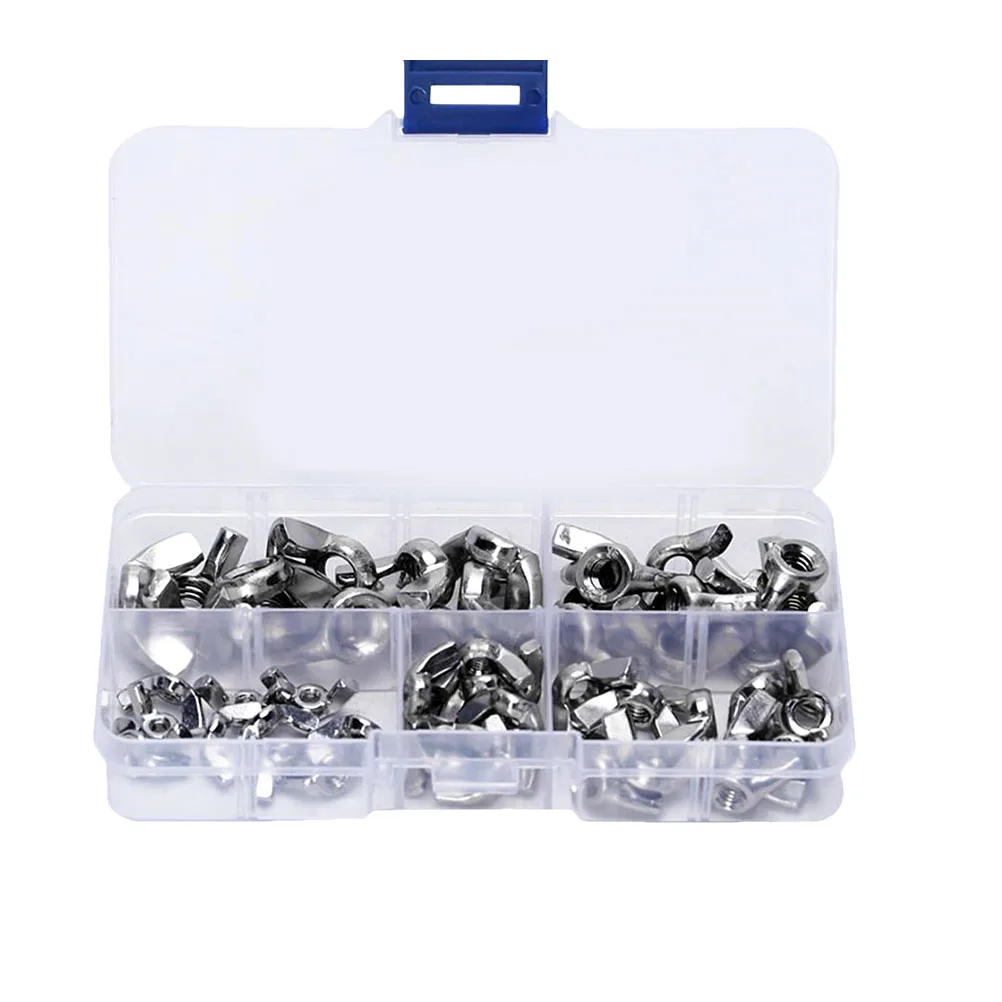 

50pcs Butterfly Nut Set Screws Nuts Repair Tools Cleat Nuts Accessories Storage Case Portable Home Shop Hardware