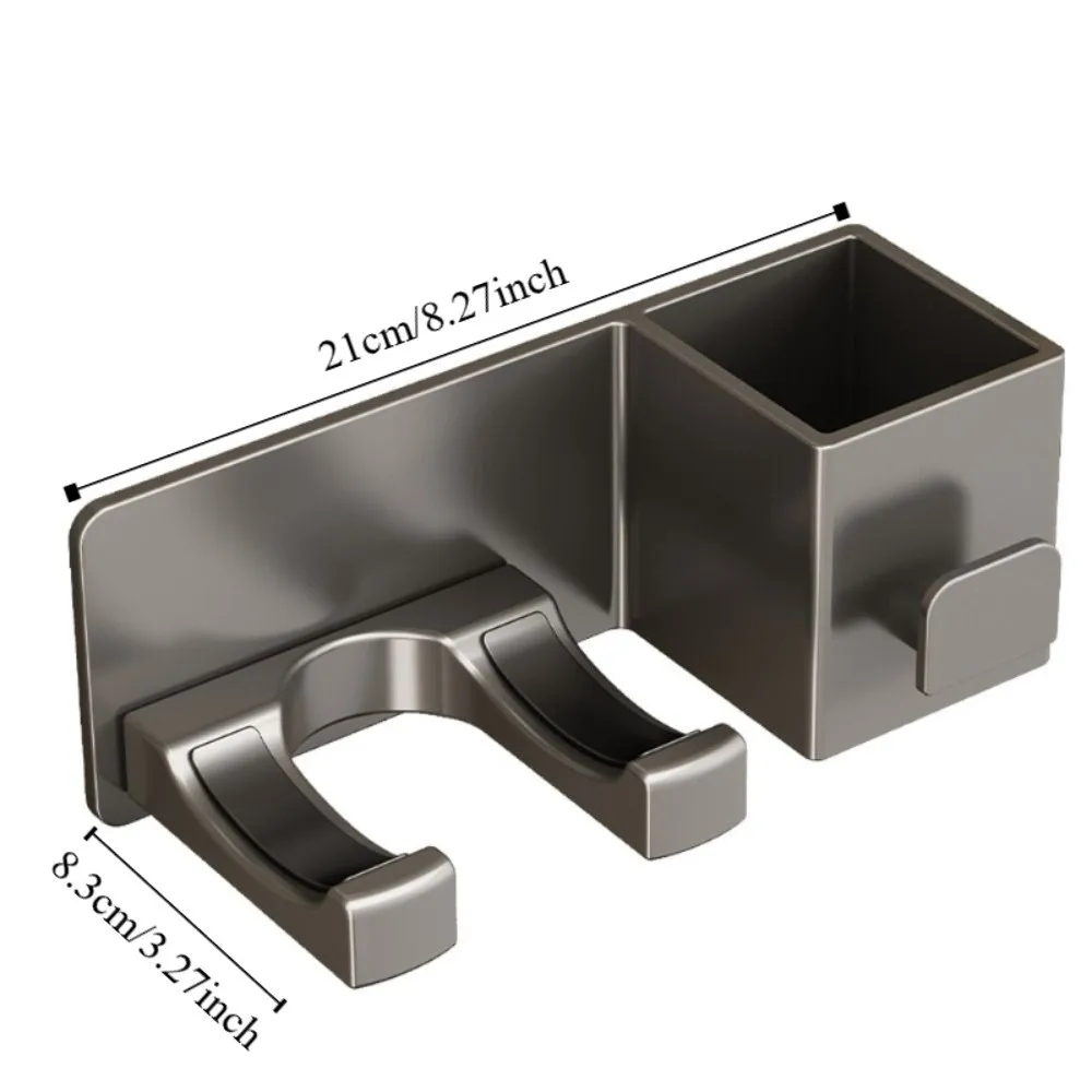 حامل مجفف الشعر المثبت على الحائط بدون حفر، دعامة تخزين متعددة الوظائف لتوفير المساحة، حامل منفاخ متين