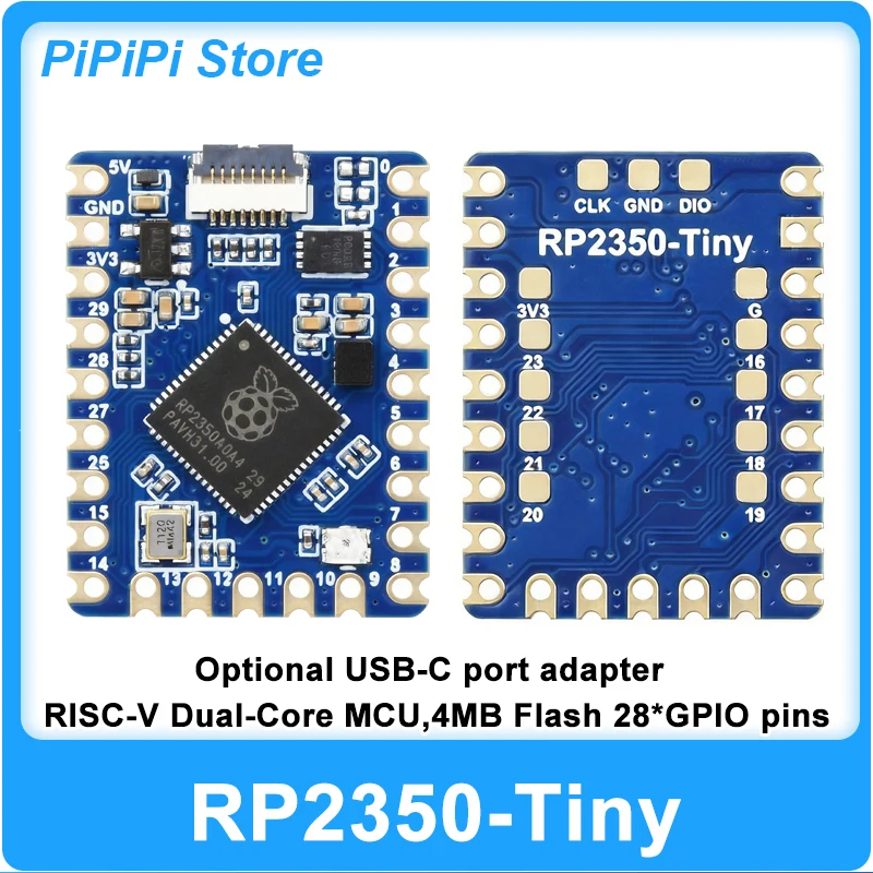 Waveshare RP2350 Tiny Development Board RP2350A Dual‑Core ARM RISC‑V 4MB Flash MicroPython Compact DIY Electronic Module