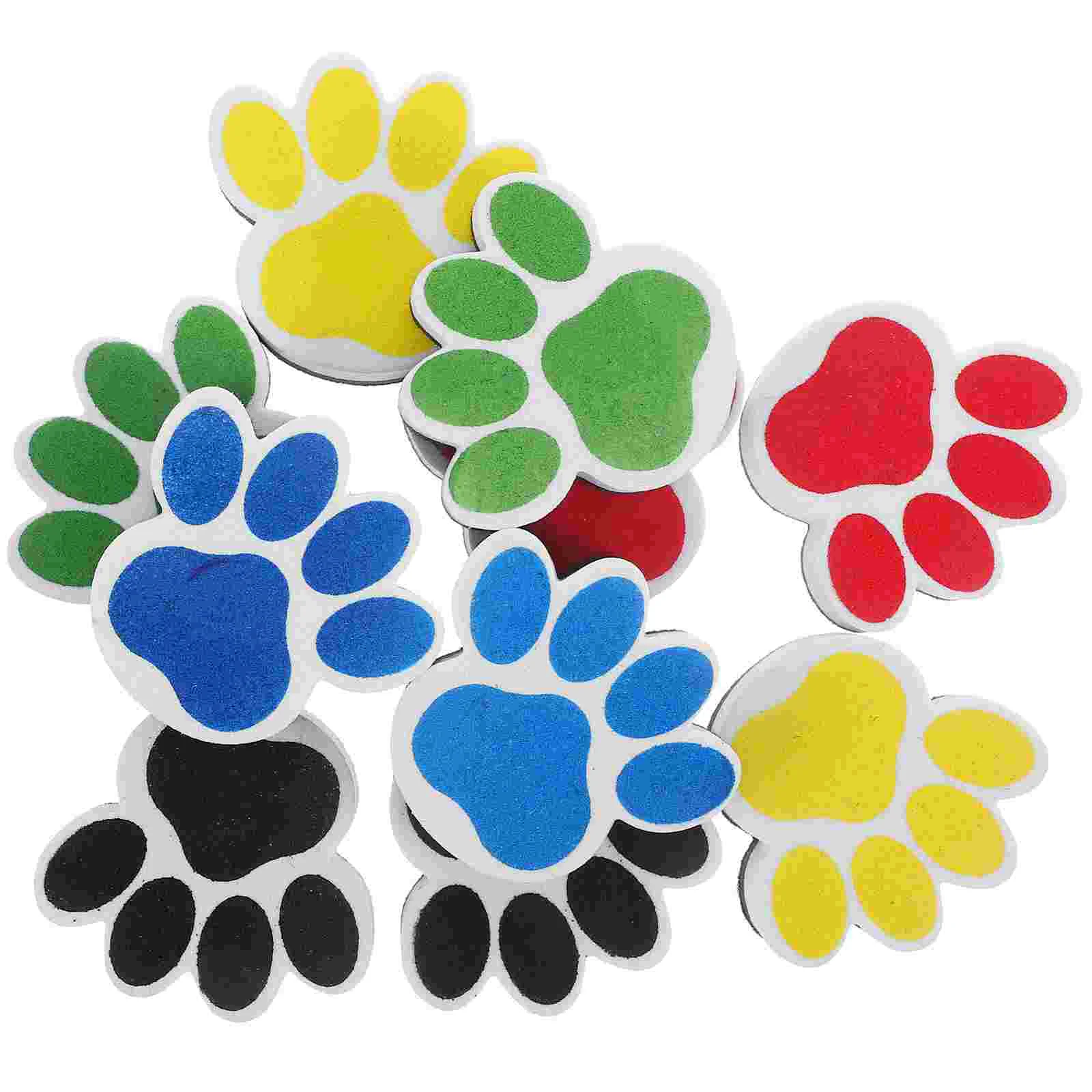 Magnetic White Board Erasers 10Pcs Paw Print Dry Erase Eraser Chalkboard Cleaner Cartoon Whiteboard Erasers Classroom