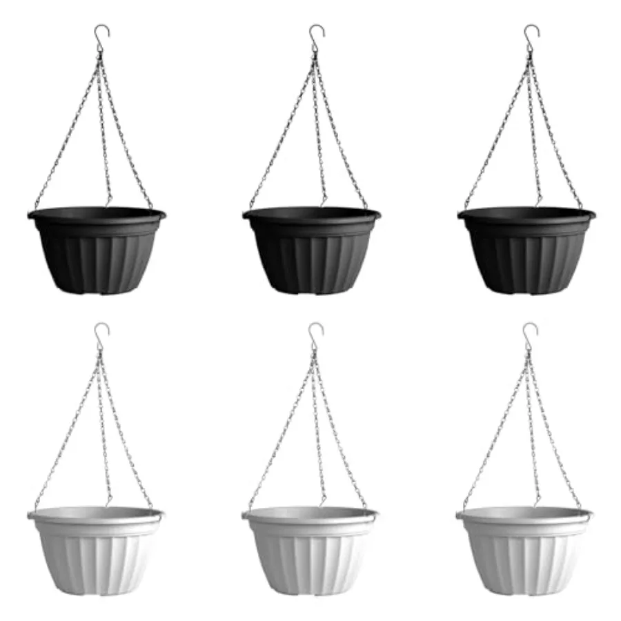 

Подвесные кашпо 10 дюймов, 6 шт., самополивающиеся горшки для комнатных растений, пластиковые подвесные корзины с подъемником для грунта и цепью 20 дюймов