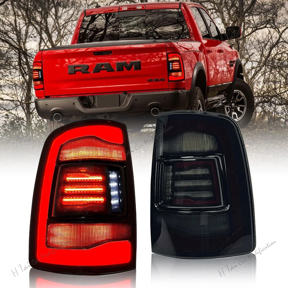 Par de luces traseras LED para Dodge RAM 1500 2500 3500 2009-2018, luces traseras, luces traseras, señal de giro dinámica, conjuntos de luces traseras de coche