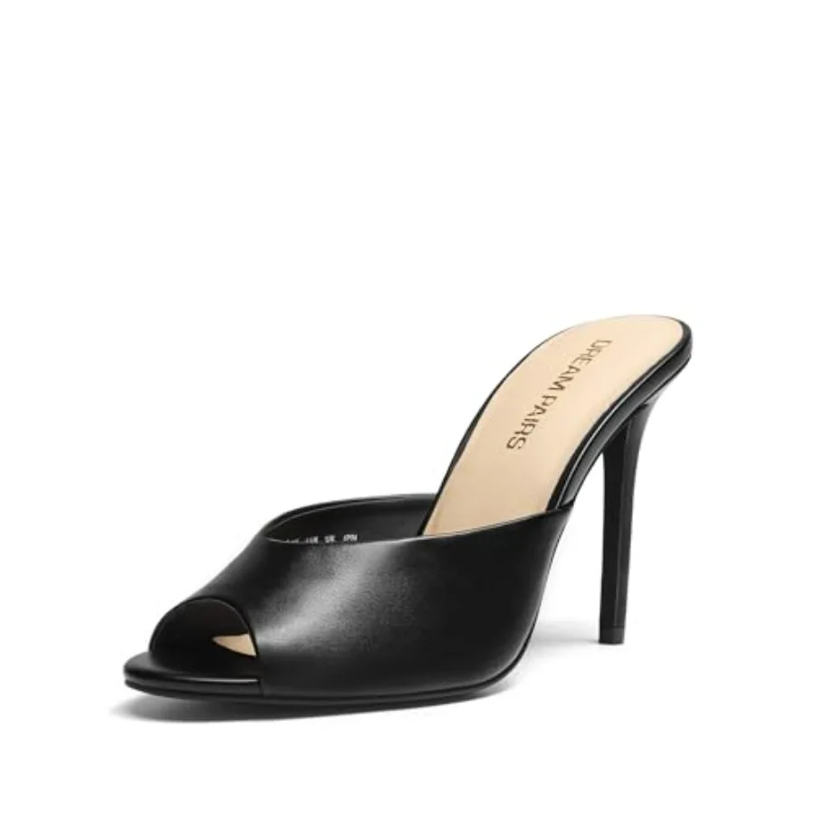 

DREAM PAIRS Mule Heels for Women High Heels Stiletto Open Round Peep Toe Mules Sandals Slip on Dress Shoes Sexy Heeled for Part