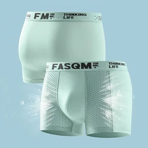 Shorts boxer de malha respirável masculino, roupa íntima de seda gelo, calcinha fina, lingerie bambu, tamanho grande, L a 6XL, FASQM, 1pc 6 principais vendas bolsa praia xxl - №2