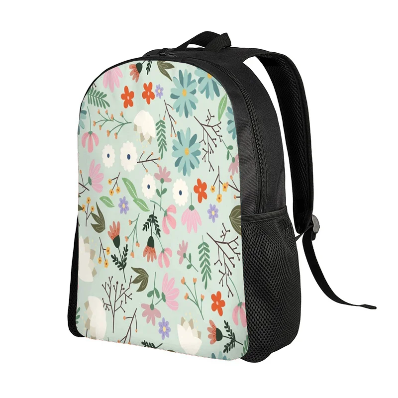 

Ladies Floral Print Backpack - Soft Spring Flowers (Pink/Blue/Green/Orange/Beige/White) - Lightweight School Bag,
