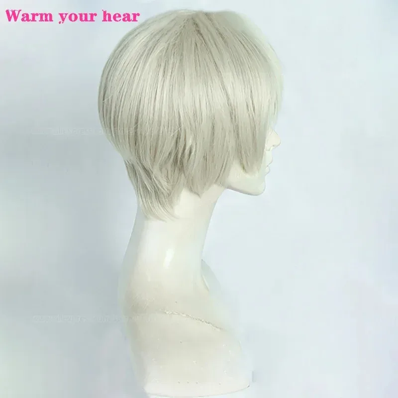 High Quality Anime COS Inumaki Toge Cosplay Wig Short Linen Grey Heat Resistant Hair Halloween Party Role Play Wigs + A Wig Cap