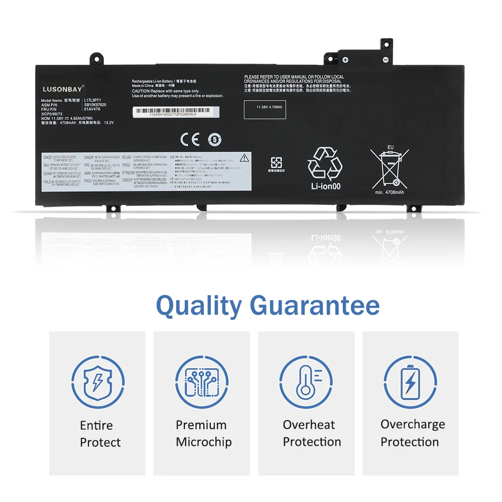LUSONBAY L17L3P71 01AV479 Laptop Battery For Lenovo ThinkPad T480S Series 01AV478 SB10K97620 01AV480 L17M3P71 L17S3P71 57WH