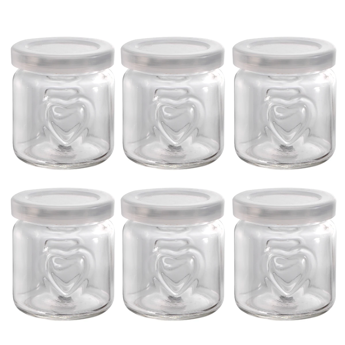 

Dessert Cups 10 Sets 100ml Glass Yogurt Jars Pudding Bottle High Temp Milk Jelly Storage Reusable Heart Design Thick Walls