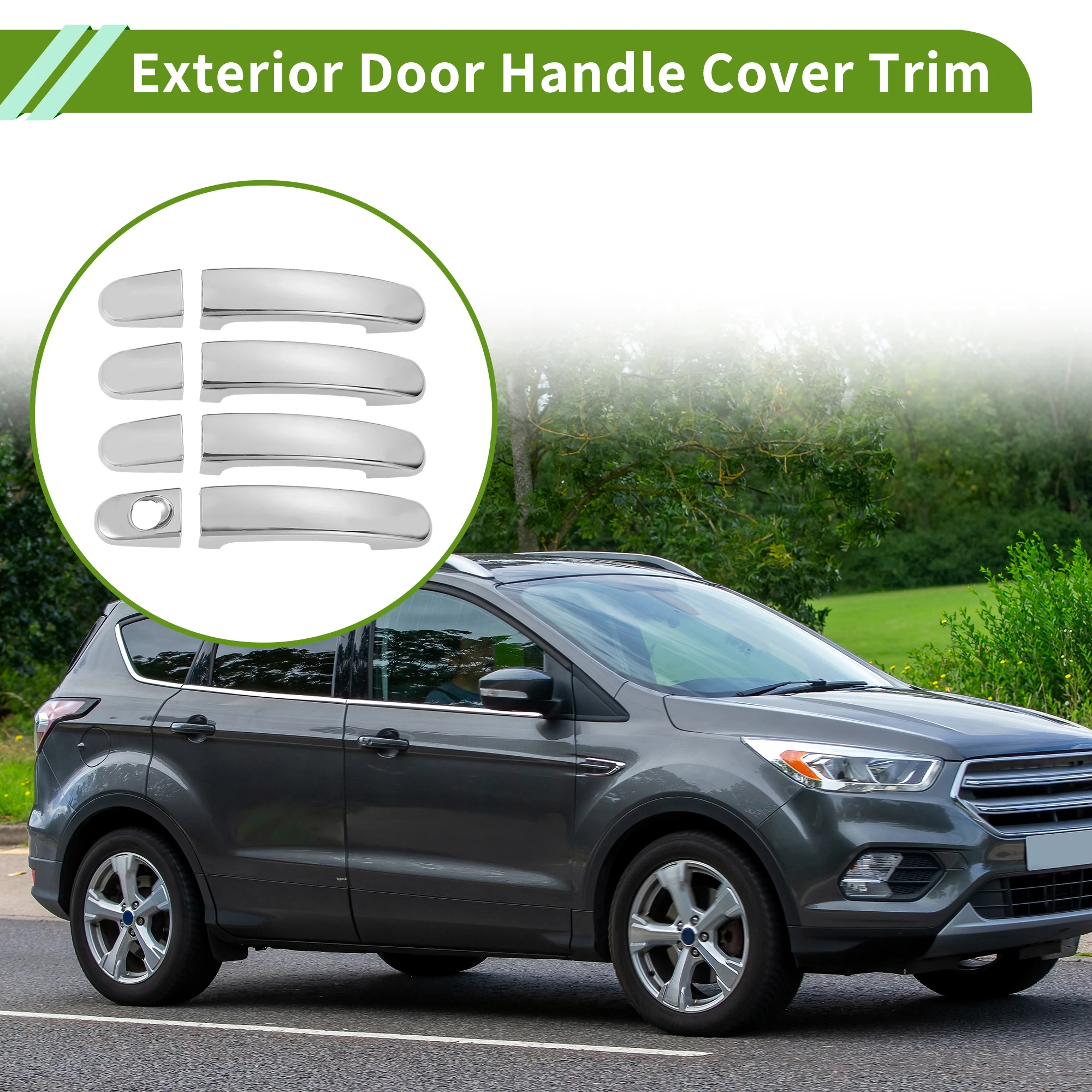 

UXCELL Exterior Door Handle Cover Trim Door Handle Cover for Ford Kuga 2012 Normal Silver Tone 1 Set