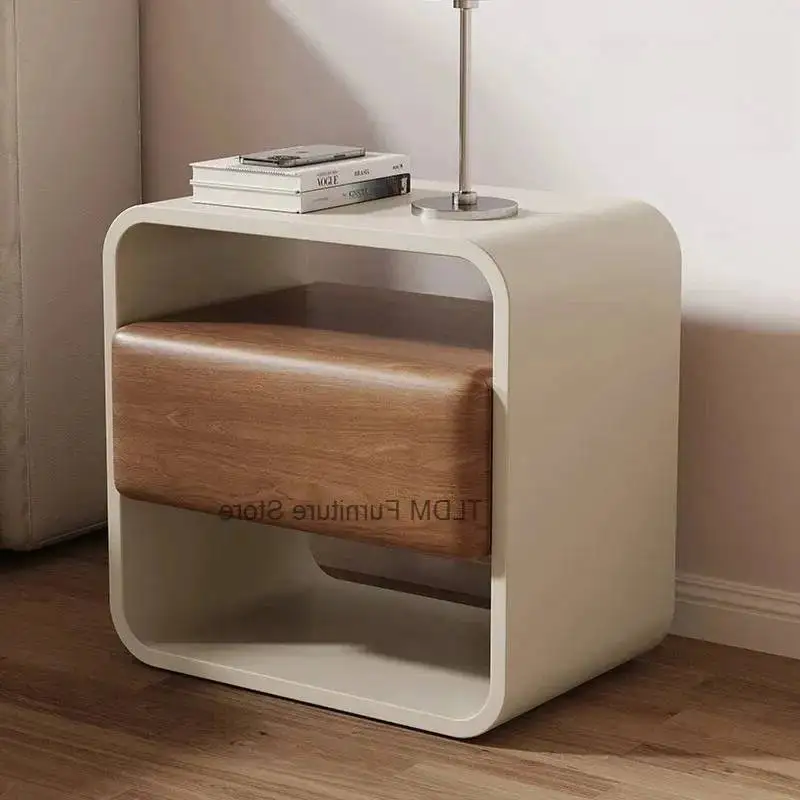 Open for Modern Bedside Minimalist Drawer & Nightstand Storage with Table Contrast Wood Bedroom Home Furniture