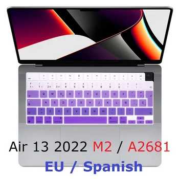 EU TPU ผิวสำหรับ Macbook Air 13 2022 M2 A2681 EU สเปนคีย์บอร์ดสีรุ้งสำหรับ Macbook Air 13 2022 a2681แป้นพิมพ์