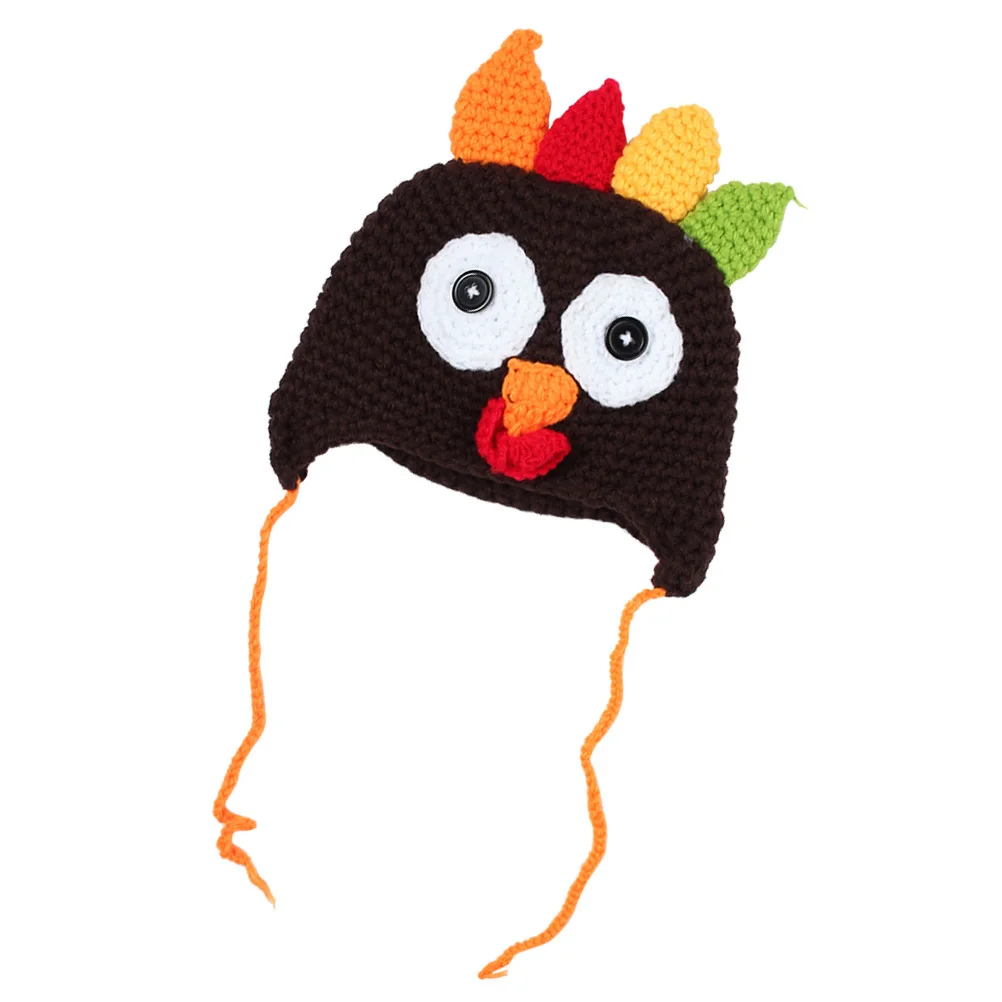 

1Pcs Turkey Baby Hat Handmade Cotton Autumn Winter Warm Beanie Knit Cap Cute Kids Accessory Turkey Baby Hat Beanie Hats