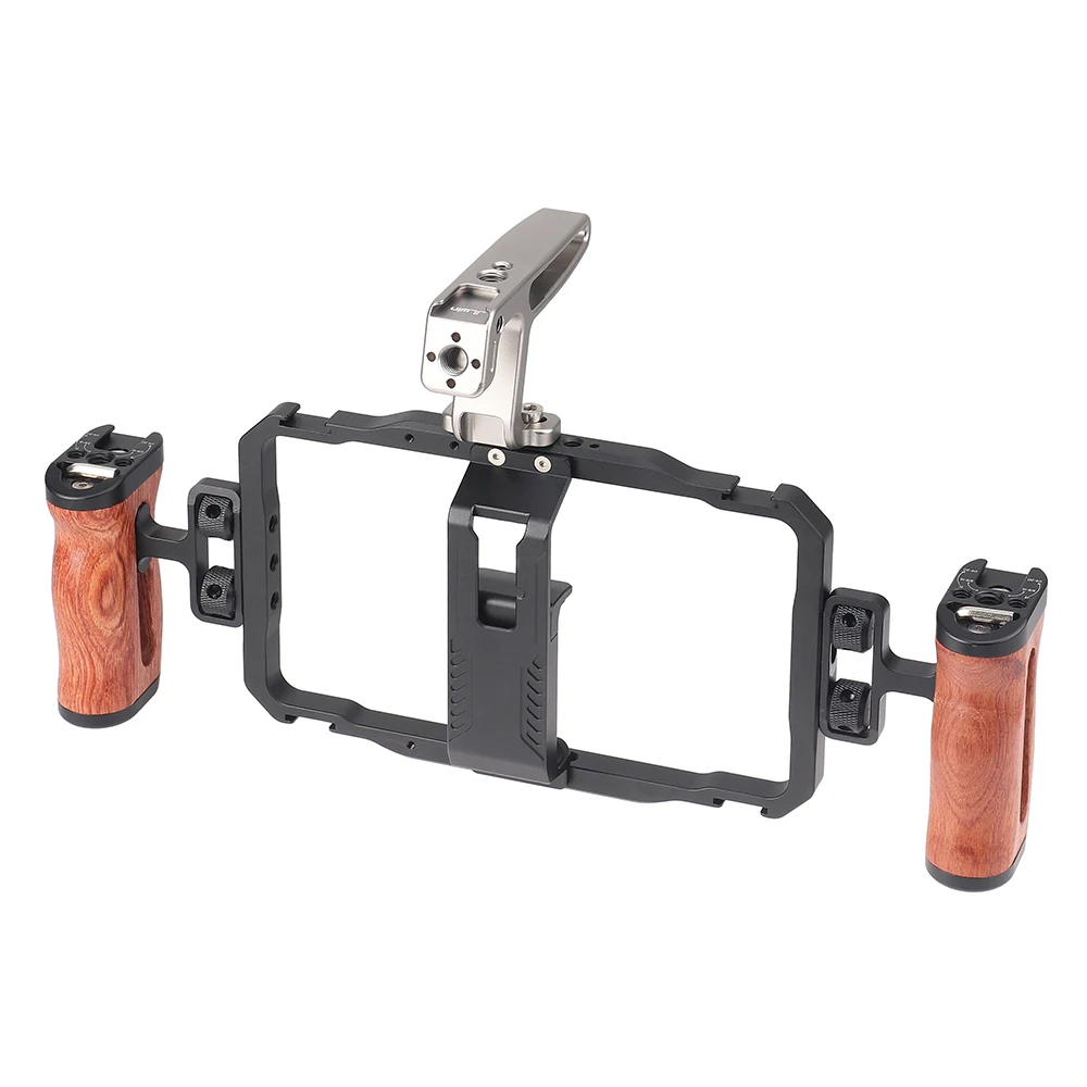 携帯電話ケージ スマートフォン ビデオ リグ ハンド グリップ フィルムメイキング ケース 電話ビデオ スタビライザー ハンドヘルド三脚マウント iPhone Android用