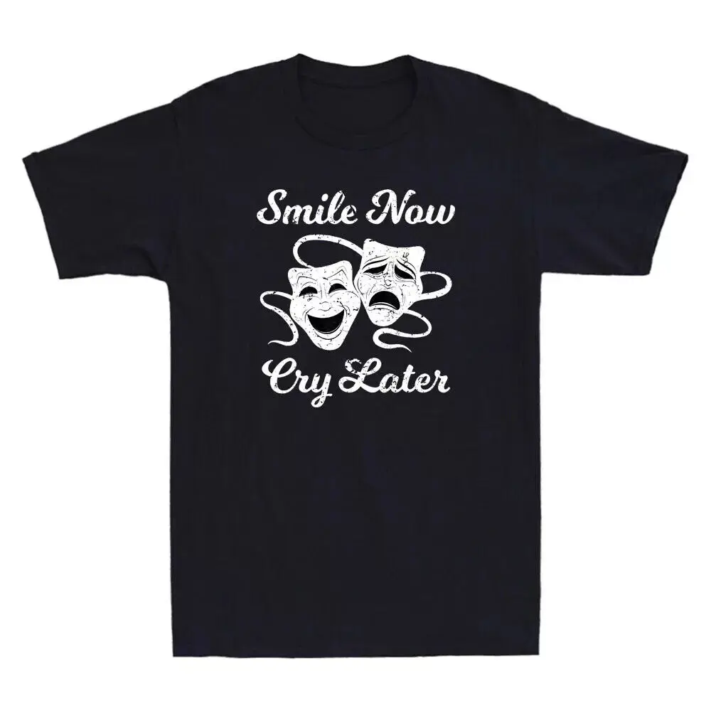 

Smile Now Cry Later Funny Mask Chicano Art Vintage Short Sleeve T-Shirt Men's and women's T-shirts