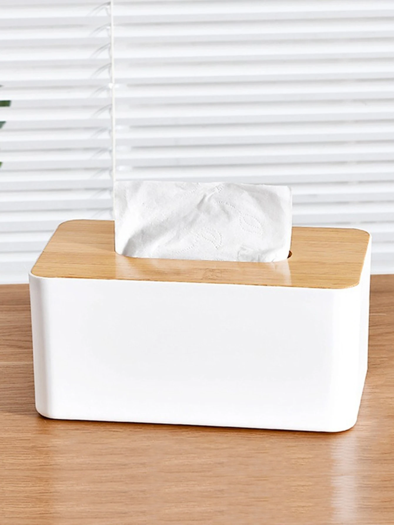 Plastic Tissue Box Wooden Lid Square Napkin Holder Container Wet Tissue Paper Dispenser Case Modern Home Car Organizer