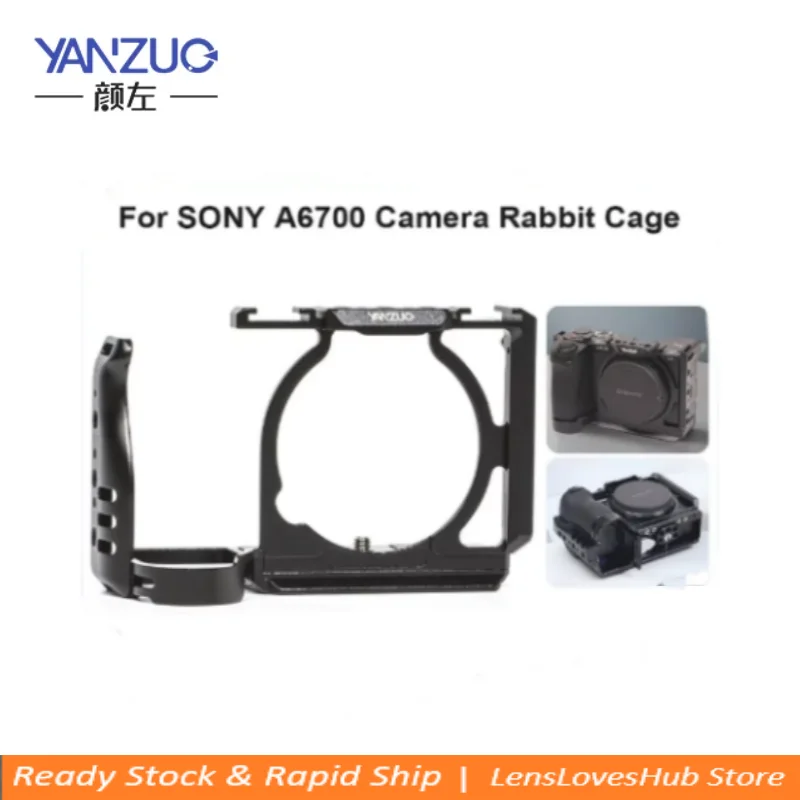 yanzuo-cage-de-camera-sony-a6700-avec-cadre-de-protection-fixation-a-trois-points-double-coussinets-en-silicone-antiderapants-et-conception-d'oreille-de-lapin