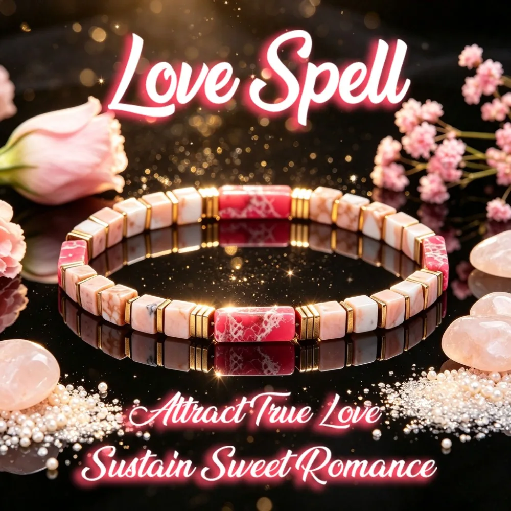 Square Beaded Bracelet of Natural Pink Imperial Stone Bracelet for Meeting True Love And Maintaining Sweet Romantic Relationship