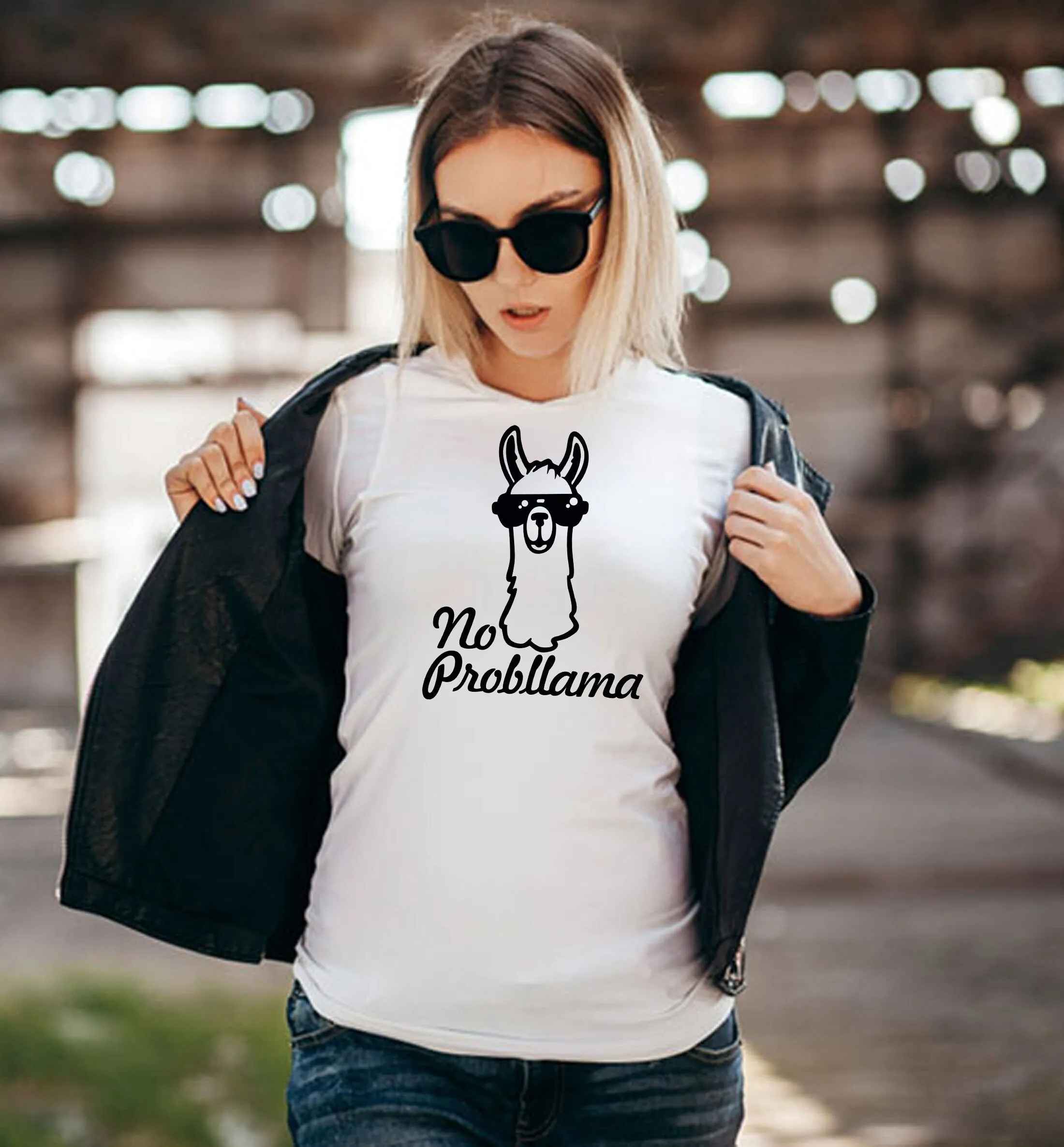 A funny pun of no problema with llama T Shirt tee prob joke unisex size womens top