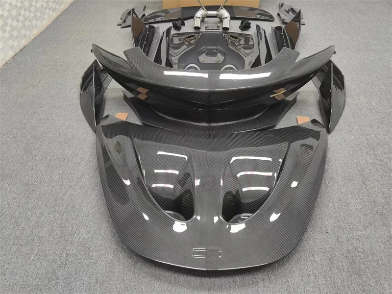 تستخدم لـ Mclaren 540C 570S 570GT ترقية 600LT نمط ألياف الكربون الجافة المصدات الأمامية والخلفية التنانير الجانبية طقم الجسم المفسد الخلفي