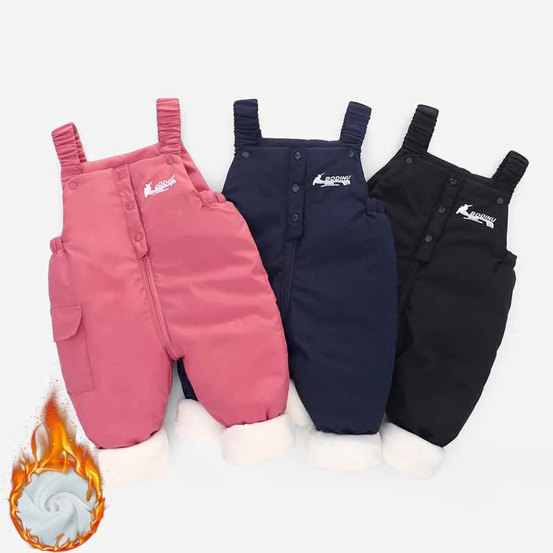 

Baby Down Padded Pants Winter Thick Overalls Girls Boys Warm Cotton Filling Trousers Kids Toddler Ski Jumpsuit 12M-4 Years