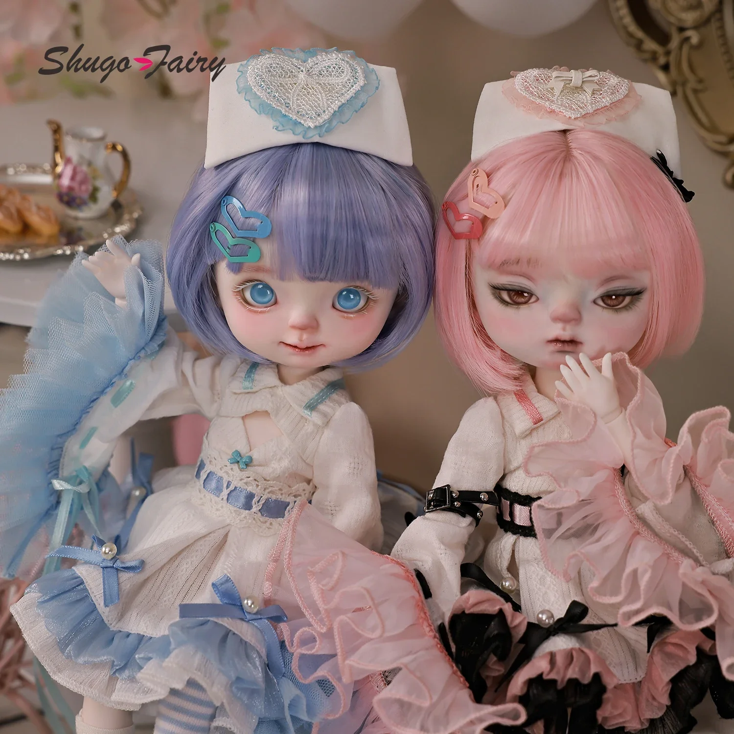 ShugaFairy Gogo Donna 1/6 Bjd Dolls Big Head Dimple Yandere Pink Blue Sweet Girl Cute Fullset Joint Bjd Clothes Bjd Fairy