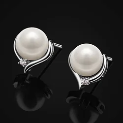 Huitan Chic Imitation Pearl Stud Earrings for Women Trendy Elegant Wedding Party Jewelry Simple Stylish Ear Accessory Lady Gift