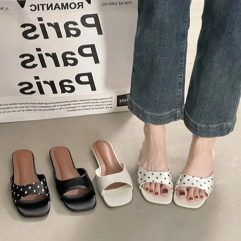 

Women's Trendy Outdoor Polka Dots Sandals, Comfort Non-slip Wear-resistant Slippers For Women, Indoor Home Flat Shoes Slippers