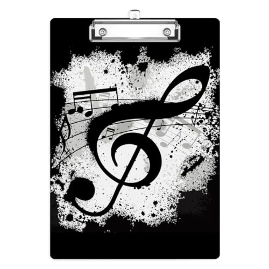 

Black Note Clipboard, Decorative Clip Board with Metal Clip Cute Plastic Clipboards A4 Standard Size 8.5" x 12.5" for Nurses, S