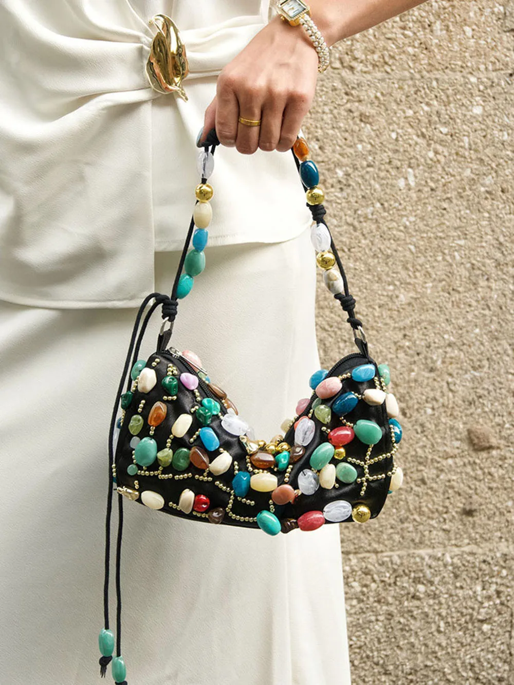 

Новые модные роскошные вечерние клатчи с цветным каменным декором, уникальные сумки через плечо, сумки-багеты, новинки весенне-летнего сезона.