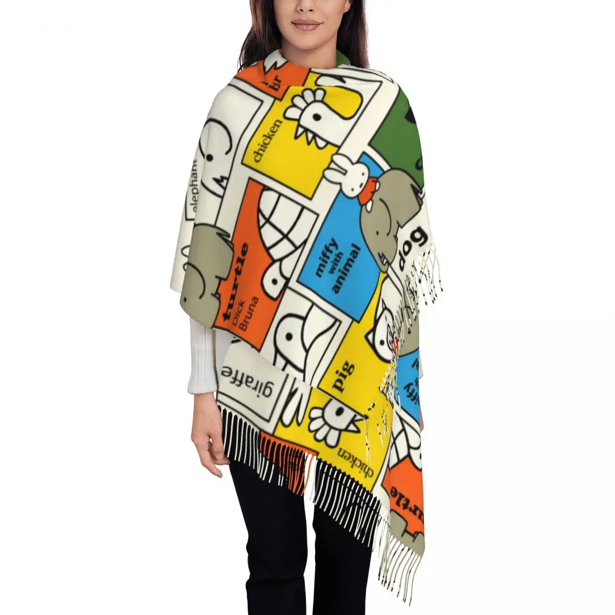 Kawaii   Miffyy Animals Shawls Wraps Women Winter Long Soft Scarf Pashmina Tassel Scarves