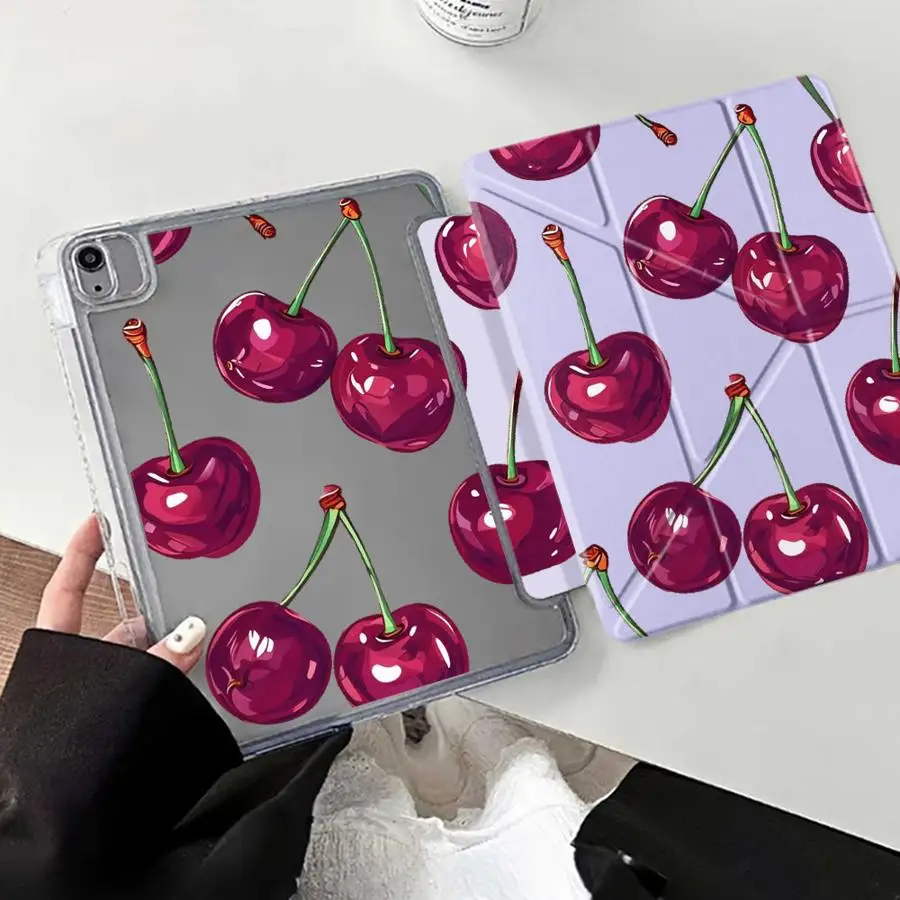 

Cartoon Fruit Cherry Tablet Case For iPad Pro 2025 Pro 11th 10th 9th 8th 7th 12.9inch Mini 6 7 Air 4 5 M3 M2 1 2 M4 11inch