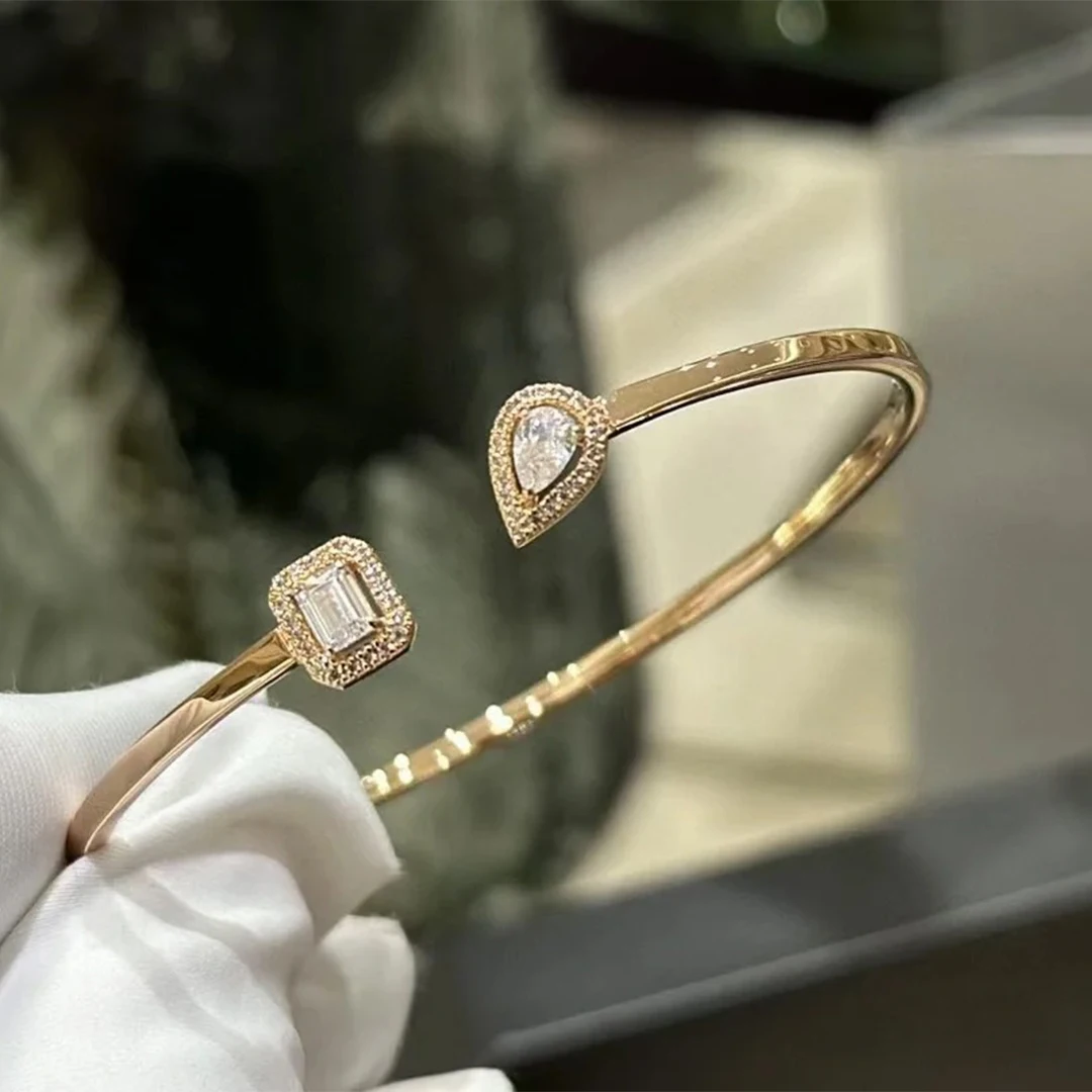 S925 Silver Luxury Jewelry Water Drop Series Women's Diamond Bracelet. Open Design Party Jewelry Accessories