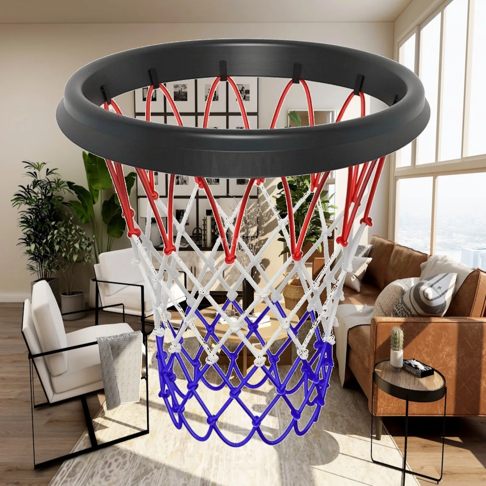 Basketball Rim with Net Portable Sporting Goods for Outdoor Courts, Indoor Gyms
