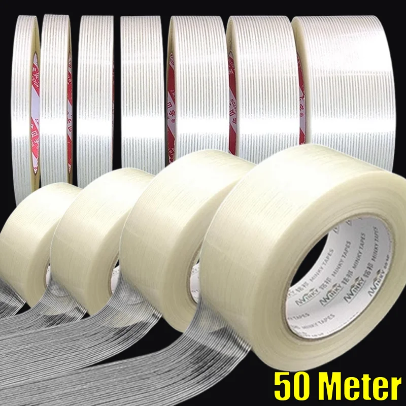 Striped Fiberglass Tape Strong Lithium Battery Pack Insulation Wrap Fiber Tapes Heavy Duty Transparent Reinforced Adhesive Tape