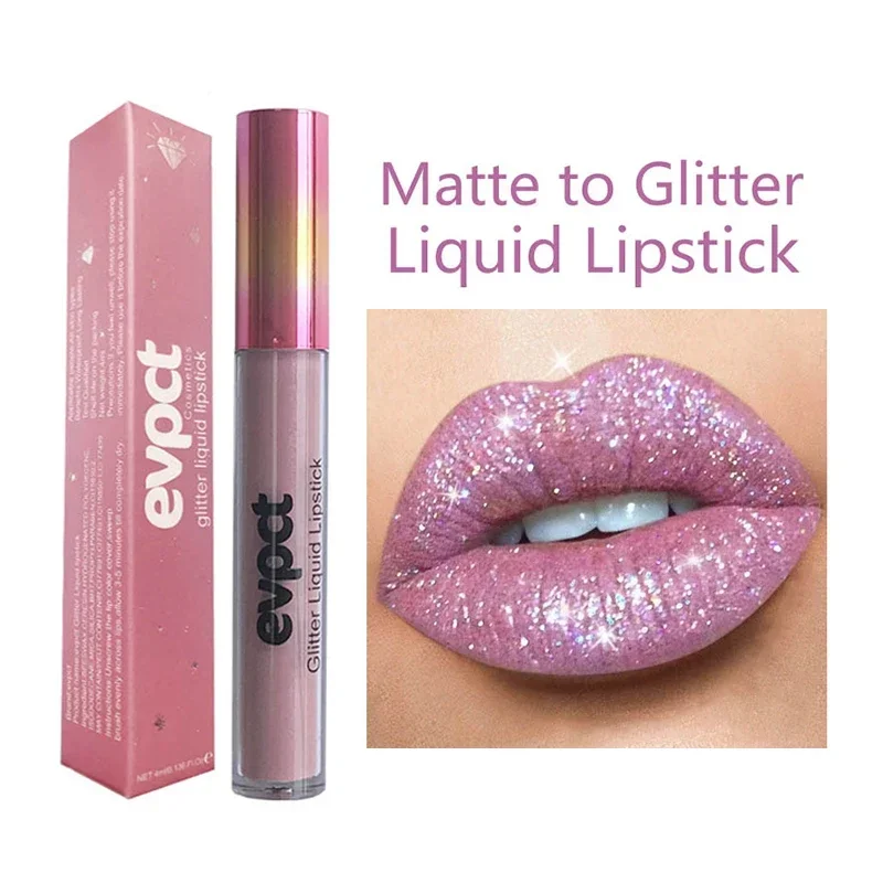 15 Colors Glitter Liquid Lipsticks Waterproof Long Lasting Diamond Shimmer Lip Gloss Red Pink Women Makeup Nude Matte Lip Stick