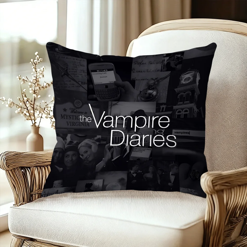 Fundas de almohada para series de televisión, decorativas para sofá, con estampado a doble cara, de felpa corta, con diseño de The V-Vampires D-Diaries